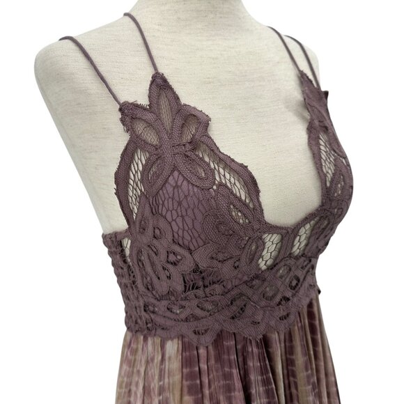 Free People FP One Womens XS Dress Adella Tie Dye Slip Plum Plunge Mini Boho - Picture 3 of 11